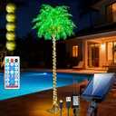 Christmas Solar Palm Tree Lights, 7FT 180 LED with Remote and Plug for Outdoor, 8 Modes Lighted up Waterproof Artificial Fake Tree with 5 Coconuts for Tiki Bar Patio Porch Pool Indoor Decor