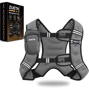 Weighted Vest, 25lb Weight Vest with Reflective Stripe, Weighted Vest for Men Women Workout Equipment for Strength Training, Running, Jogging, Fitness, Weight Loss (Grey with Bag)