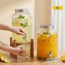 SiliFine 2 Pieces 1 Gallon Plastic Beverage Dispenser with Spigot Striped Clear Large Drink Beverage Dispenser Summer Fridge Water Container with Tap for Party Iced Tea, Sangria, Lemonade (Silver)