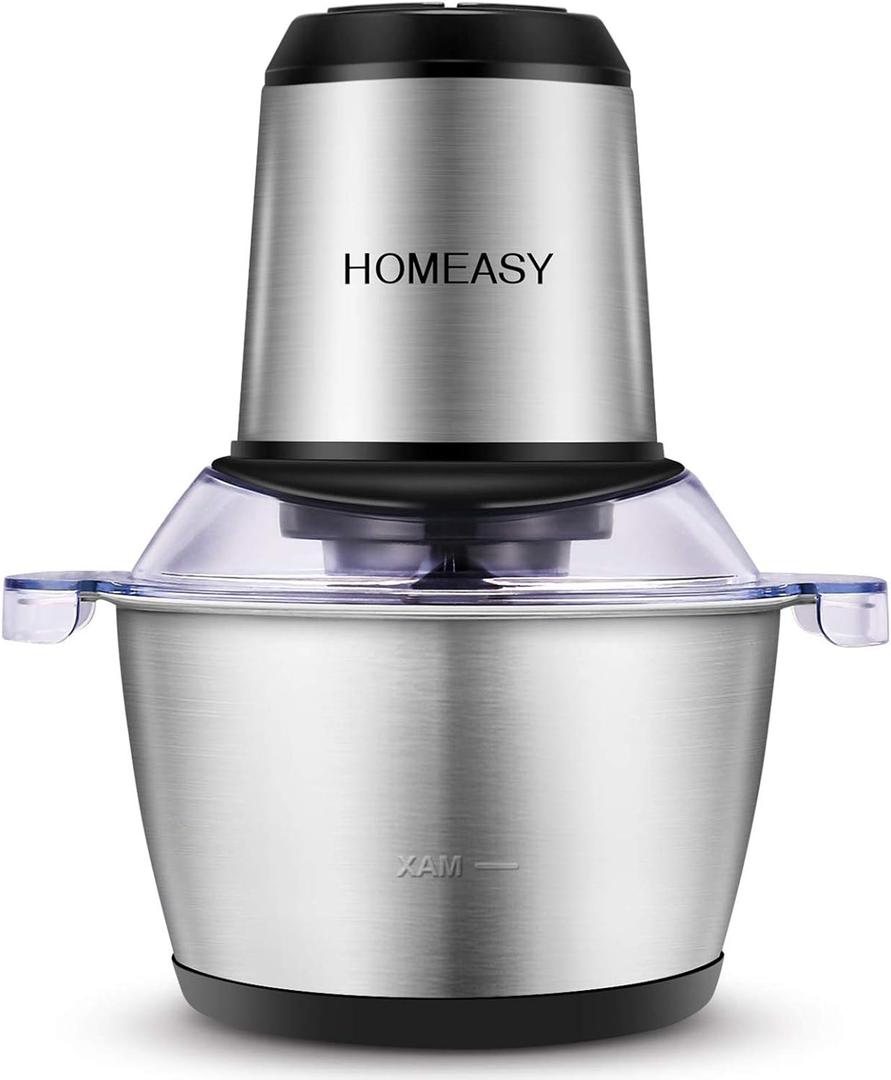 Meat Grinder Electric, Food Processor 2L Stainless Steel Meat Blender Food Chopper for Meat, Vegetables, Fruits and Nuts with 4 Sharp Blades, 350W, 8 Cups