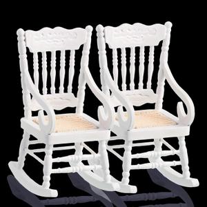 Jetec 2 Pcs Doll House Wooden Chairs 1:12 Dollhouse Rocking Chair Christmas Model Chairs Miniature Wooden Chair Mini Doll Chairs for Xmas Dollhouse Accessories Model Living Room Craft Decor