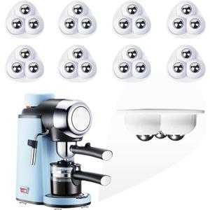 Appliance Sliders - Self-Adhesive Furniture Movers for Kitchen Appliances, Air Fryers, Trash Cans - 360 Swivel Mini Rollers for Easy Moving & Smooth Glide (Stainless Steel, 8)
