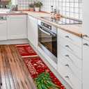 Merry Christmas Kitchen Mat Sets of 2, Winter Merry Bright Xmas Kitchen Rugs and Mats Non Skid Washable Farmhouse Style Decor for Home Kitchen Floor 17x29 and 17x47 Inch DM108
