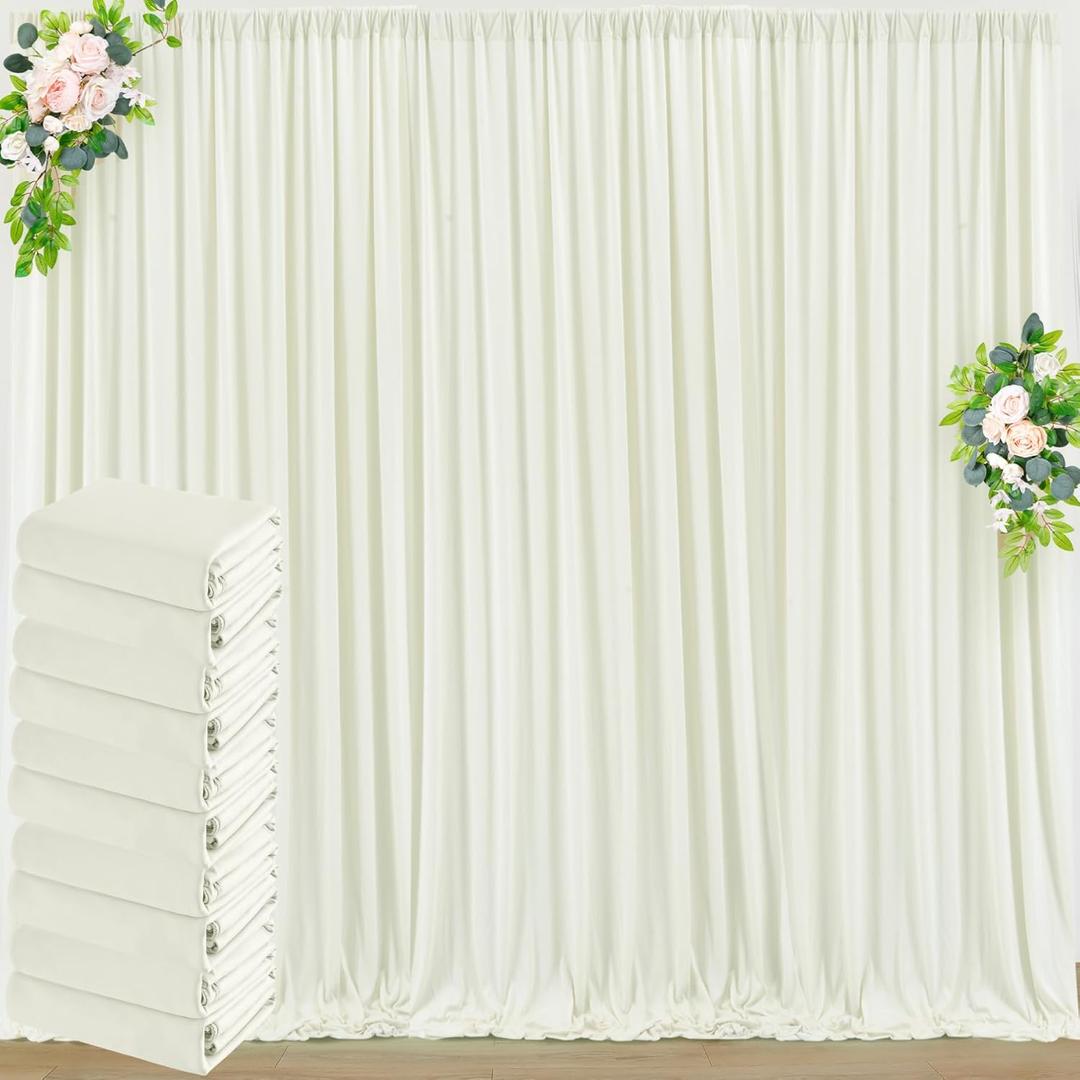 50 ft x 10 ft Wrinkle Free Ivory Backdrop Curtain for Wedding Parties, Fabric Ivory Photo Backdrop Drapes 10 Panels 5x10ft for Baby Shower Photoshoot Engagement Birthday Party Photography Background