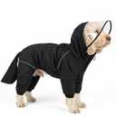 Dog Raincoat for Medium Large Dogs,rain Jacket Coat, Full Leg Coverage Waterproof Rain Suit with Detachable Hood & Tail, Reflective StripsLabrador Retriever (Black for Boy, XX-Small)