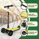 Besrey Kick Scooter for Kids Ages 3-10, 3-Wheel Folding Scooter with Adjustable Height, LED Light Wheels, Extra Wide Deck for Outdoor Activities