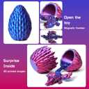 2 x 3D Printed Dragon Eggs Mystery Dragon Egg Glow in The Dark Articulated Animals Fidget Toy Crystal 3D Print Dinosaur Eggs for Kids Boys Girls Home Decor(A-12inch) (Purple&red)