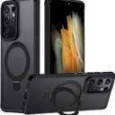 for Samsung Galaxy S21 Ultra Case, Magnetic Adjustable Ring Stand [Fit for Magsafe], [Military-Grade Shockproof Protection] Phone Case for S21 Ultra Case with Kickstand&Ring Holder (Black)