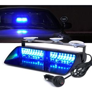 Xprite Blue LED Emergency Dash Strobe Light, Interior Windshield Safety Warning Police Lights w/Suction Cups, 12V Windshield Visor Light Bar for Police Law Enforcement Firefighter POV Vehicles Trucks
