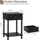 AWASEN Black Nightstand, Bedroom Side Table with Drawer for Living Room, Small Bedside End Table with Spindle Wood Legs for Bedroom, Office, Black