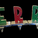 MERRY Stocking Holders Shimmery Red GreenSet of 5 Letters