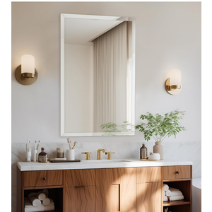 CLBA 22x30 inch Beveled Bathroom Mirror, Rectangle Frameless Mirror, 1" Polished Beveled Edge Wall Mirror, Beveled Square Mirror for Bathroom, Living Room, Bedroom