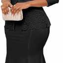 Elegant Church Dress for Women Midi Dresses Work Wear Vintage Pencil Dress for Business Casual Outfits (Black, XL)
