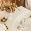 Textured 52 x 52 Inch Beige Square Tablecloth, Water Resistant & Wipeable Card Table Cloth for Dining Kitchen Patio