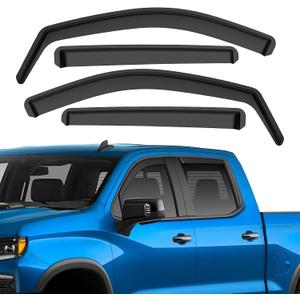 in-Channel Rain Guards Fit for Chevy Silverado 1500 2019-2026 Crew Cab, Durable Side Windows Rain Guard Compatible with GMC Sierra 1500 Crew Cab 2019-2026 Wind Deflectors Black 4 PCS