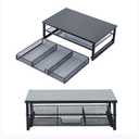 Desktop Monitor Stand with Drawers, 2-Layer Elevated Computer Laptop Riser with Storage, Metal Mesh Organizer Rack for Office