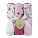 Cudlie Buttons & Stitches Baby Girl 3 Pack Rolled/ Carded Hooded Towels in Crisp Blossom Print (GS71728)