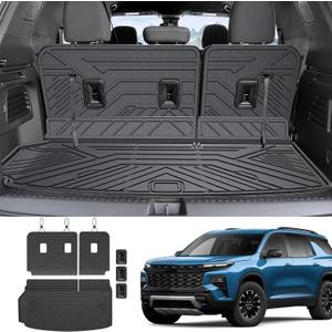 Cargo Mat Backrest Mats for 2024 2025 2026 Chevy Traverse & 2025 2026 Buick Enclave, TPE All Weather Cargo Liner Trunk Mat Car Accessories(24-26 7/8 Seats-3rd Row Backrest Mats&Cargo Mat)