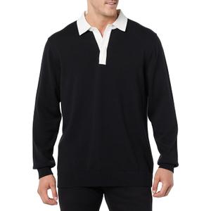 Amazon Essentials Men's Rugby Sweater (Medium, Black)