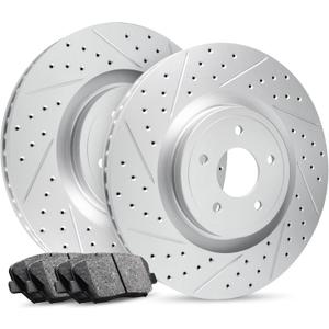 R1 Concepts Front Brakes and Rotors| Hardware Included| Front Ceramic Brake Pads and Rotors Kit| Fits 2016-2017 Lexus GS200t, IS200t