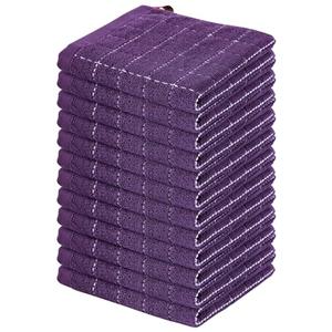 Homaxy 100% Cotton Terry Kitchen Dish Cloths, Ultra Soft and Absorbent Dish Towels for Kitchen, Suitable for Drying and Washing Dishes, 12 Pack, 12 x 12 Inches, Purple