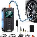 Portable Air Compressor with Pressure Gauge, 12V DC/AC Cordless Air Pump, 2x Faster Inflation, 150PSI Smart Electric Tire Inflator for Car Tires, Motorcycle, Bicycle, Balls