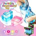 2 x 2 Pack Ice Cube Squishy Fidget Toys, Slow Rising Sensory Stress Cubes for Anxiety Relief, Soft Squeeze Desk Toys for Adults Kids Teens, Blue and Pink Cubes