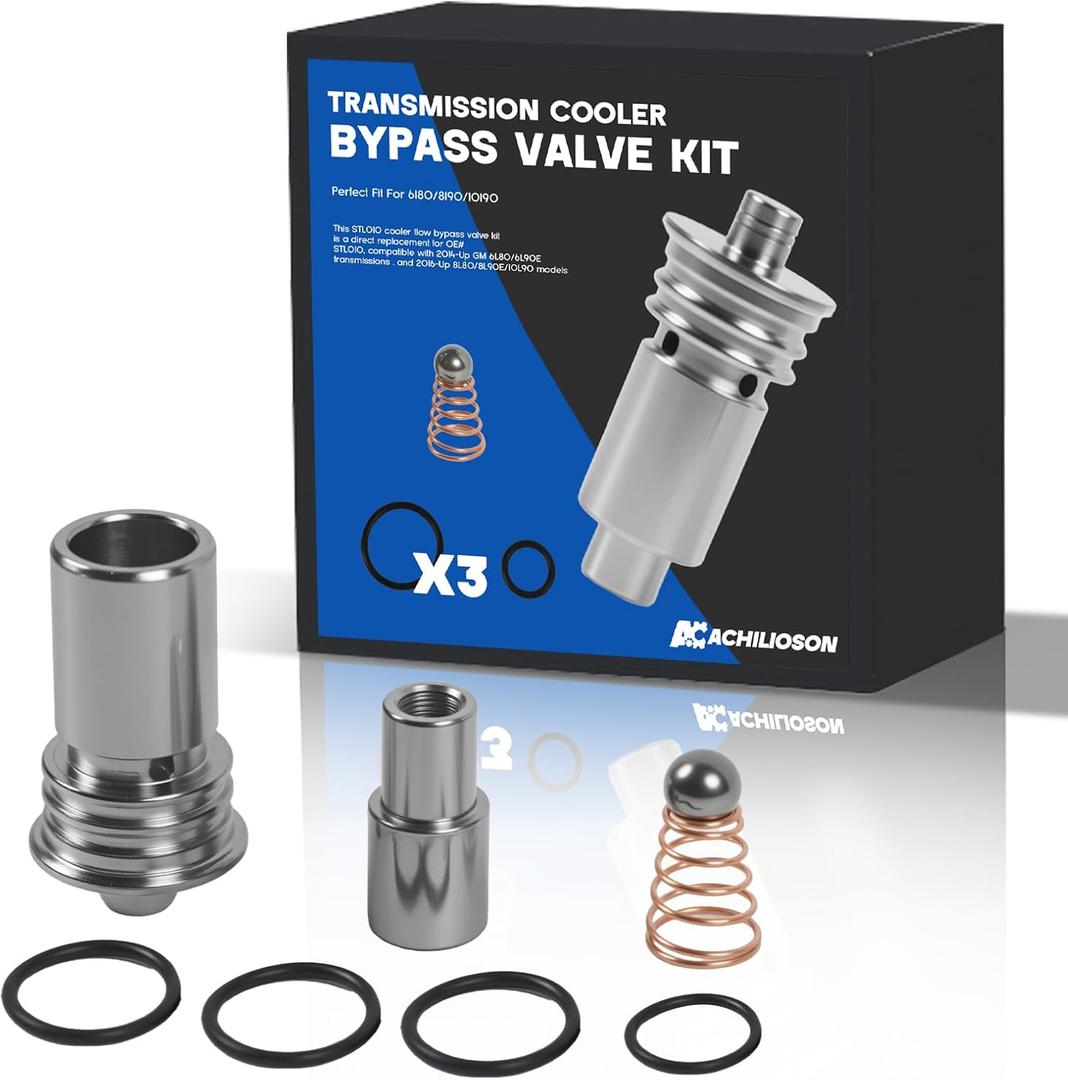 STL010 Transmission Cooler Bypass Valve Kit  Upgrade for GM 6L80/90, 8L80/90, 10L90 (2014+). Thermal bypass improves cooling. Fits 6L80 & more. Superior Solutions Bypass Kit.