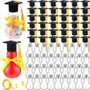 73 Pcs/36 Sets 2025 Graduation Plastic Light Bulb Jars 5 oz Candy Gift Ready Empty Light Bulb Jar Bottle with Graduation Cap and Tassel 24 yd Ribbon Candy Box Container Bulk for Grad Party Favors