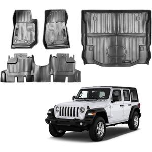 Vanseno Floor Mats & Cargo Liner for 2007-2018 Jeep Wrangler JK 4 Door All Weather TPE Rubber Protection Mat Accessories(for 2007-2018 Jeep Wrangler JK 4 Door)