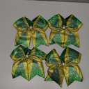 DEEKA 6PCS 8" Large Glitter Green and Gold Cheer Bows Two Toned Rhinestones Stiff Cheer Hair Bows Elastic Band Competition Bows for Cheerleader Team Girls Sports -Green/Gold (1 Count (Pack of 6))
