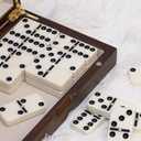 Dominoes Set for Adults, Double Six Dominos Set for Classic Board Games, 28 Pieces Dominoes Includes a Natural Wooden Box, Family Game Night and Strategy Games
