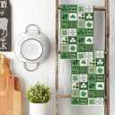 Artoid Mode Green Checkered Clover Shamrock St.Patrick's Day Kitchen Dish Towels, 18x26 Inch Farmhouse Holiday Spring Decoration Cleaning Set of 2