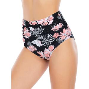 American Trends High Waisted Bikini Bottoms Ruched Tummy Control Swim Bottom Bathing Suits for Women, Medium