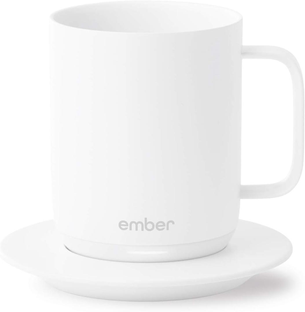 Ember Temperature Control Smart Mug, 10 Ounce, 1-hr Battery Life, White - App Controlled Heated Coffee Mug