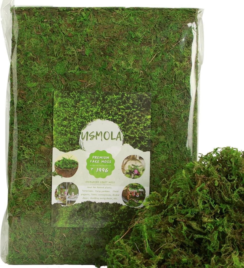 USMOLA Fake Moss for Potted Plants Indoor, 2LBS Large Capacity Artificial Green Moss for DIY Crafts, Faux Moss for Table Centerpieces Fairy Garden Terrariums Decor (32OZ)