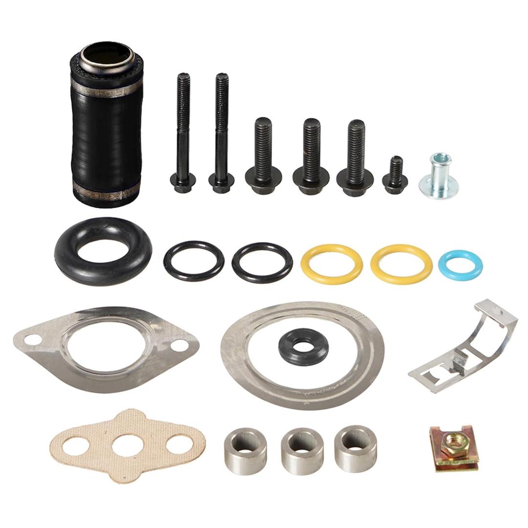 Turbocharger Rebuild Install Kit Compatible with 2003-2010 6.0L Power Stroke Cooler Gasket KIT w/o Gasket, Turbo Mounting Seal Kits (Hardware Only)