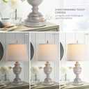Gray Table Lamps for Bedroom Set of 2 with USB Port, Vintage 3-Way Dimmable Touch Control Nightstand Lamps, Bedside Lamps for Living Room, Farmhouse Lamps with Tapered Linen Drum Shade, Bulbs Included