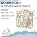 DYTXIII Outdoor Chair Cushions Set of 4, 19"x19"x2.5" Water Repellent & Fade Resistant Patio Dining Seat Cushions with Tie Straps, Indoor Outdoor Chair Pads for Patio Furniture -Paisley Vintage