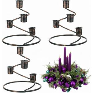Sliner 3 Pcs Christmas Advent Wreath Candle Holder Rustic Advent Wreath Candle Ring with Spiral Structure Metal Christmas Candlestick Holders Centerpiece Decorations for Home Table Church Party