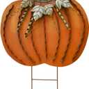 Fall Outdoor Decor Metal Pumpkin Garden Stakes Autumn Decorative Yard Sign, 26" H