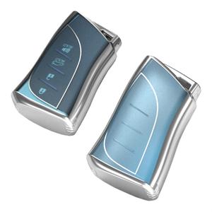 TANGSEN Smart Key Fob Case Cover Compatible with Lexus ES350 ES300h UX200 LS500 LS500H LC500 LC500h 3 & 4 Button Keyless Entry Remote TPU Transparency Frosted Key Shell (Universal Button, Transparency Frosted Blue)