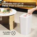 N. NETDOT 1 Pack 10L / 2.6 Gallon Small Trash Can with Lid, Bathroom Garbage Can with Pop-Up Lid, Waste Basket for Bathroom, Kitchen, Bedroom, Powder Room, Craft Room, Office, College (Off White)