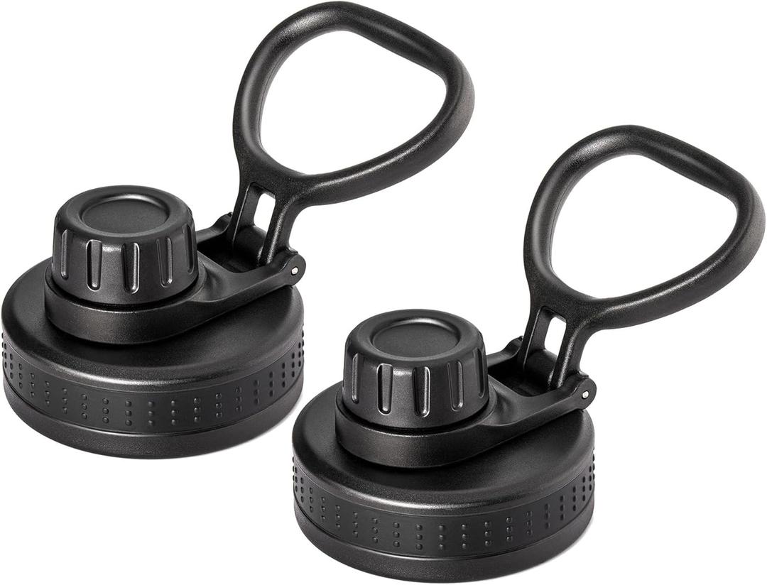 Replacement Spout Lid for Hydro Flask Wide Mouth Bottles (12/16/18/22/32/40/64oz)  2.28" Leak-Proof Sports Cap Accessory, Secure Fit (Black 2 pack)