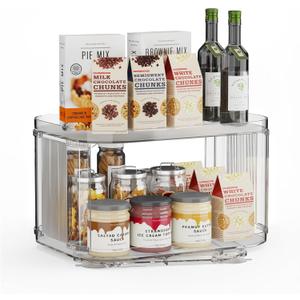 2-Tier Lazy Susan Turntable Organizer for Cabinet/Countertop/Pantry/Bathroom/Coffee Bar, 12.8''Lazy Susan 360Rotating Storage, Max Weight The Top Holds Up to 26lb (1Pack)