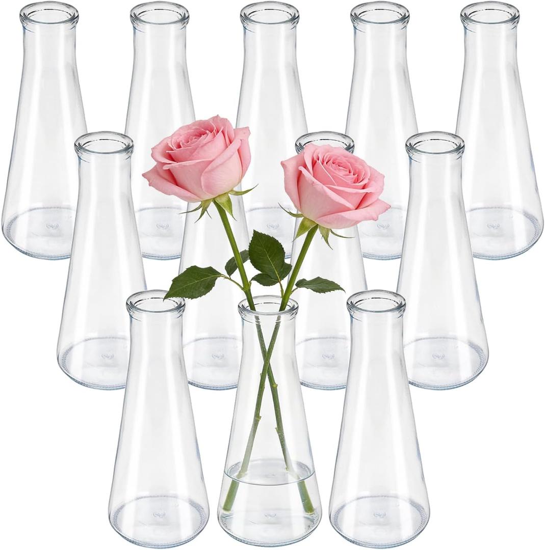12pcs Glass Bud Vases for Centerpieces, Clear Small Flower Vases Wedding Table Decor for Wedding Decorations Indoor Home Party Decorations, 7.2"