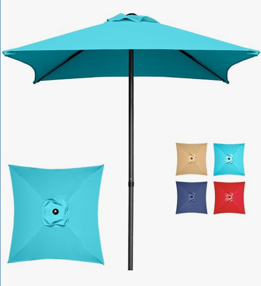 Trenovo 4.9ft Mini Square Patio Umbrella - UV 50+ Waterproof & Easy Setup | Outdoor Table Umbrella for Deck, Balcony, Garden, Lawn, Backyard, Market (Blue)