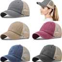 5 Packs Vintage Washed Plain Baseball Cap Distressed Dad Golf Hat for Men Women (Blue)