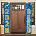 KMUYSL Graduation Decorations Class of 2026, Blue & Gold Congrats Grad Banner Hanging Flags Porch Sign, 2026 Graduation Decorations Party Supplies for Any School Indoor/Outdoor Decor