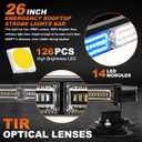 ASPL 26inch 126 LED Rooftop Emergency Strobe Lights Bar Double Side Flashing Safety Warning Traffic Advisor Light Bar Hazard Snow Plow Light for Trucks Vehicles Construction Tow Pickup(Blue/White)